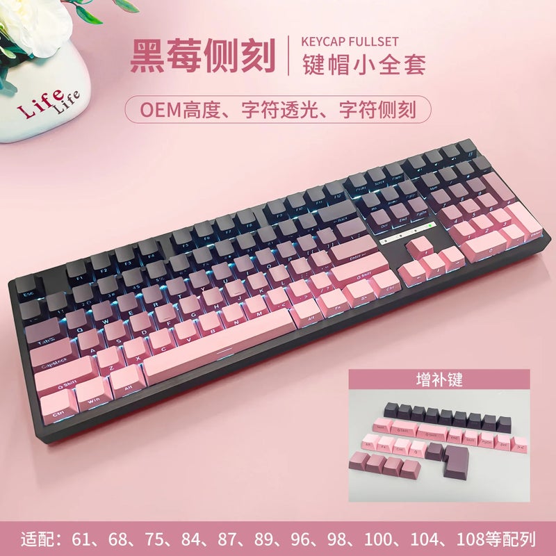 Bluejw Side-Printed Gradient Translucent PBT Keycaps - Backlit Gaming Keyboard Keycaps Set - Image 1